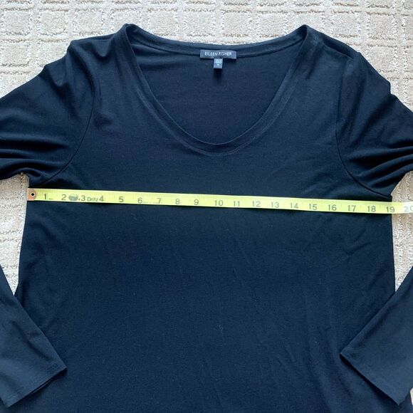 Eileen Fisher Asymmetrical Long Sleeve Pullover Tunic Black Size Medium Stretch - Picture 8 of 8